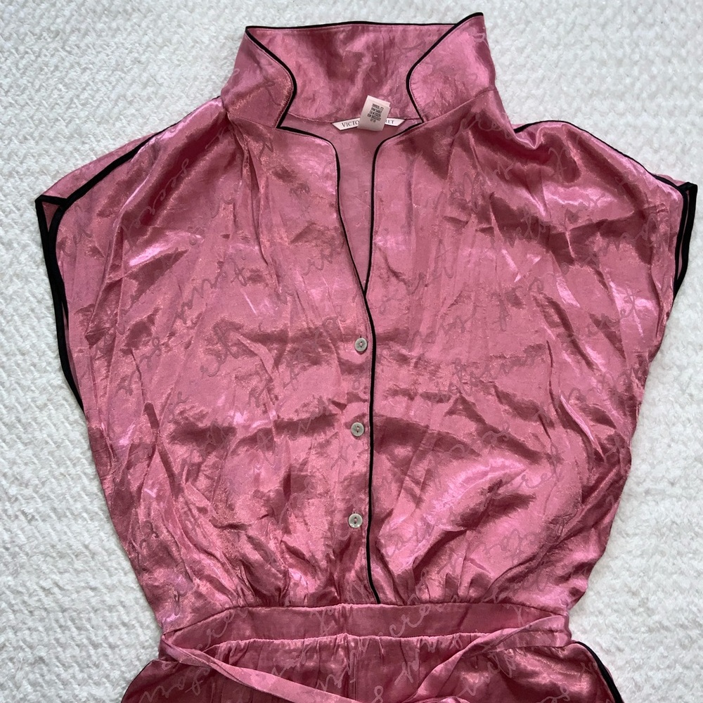Victoria’s Secret pink satin pink pajama romper - Picture 3 of 8